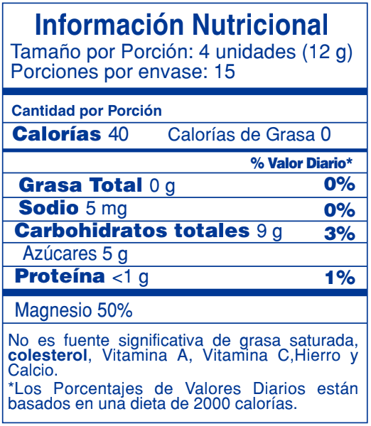 Tabla nutricional