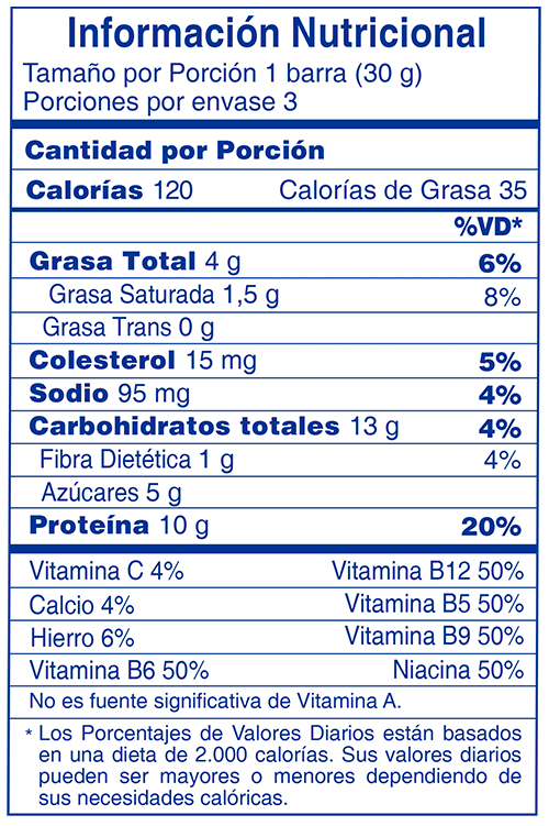 Tabla nutricional