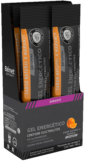 Gel energético sin cafeína naranja